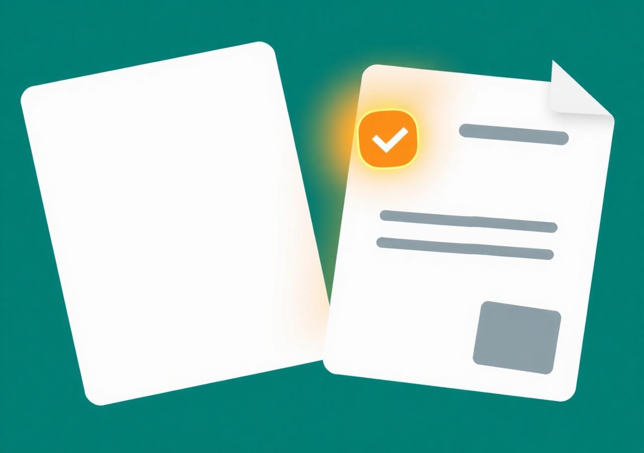 Two draft documents side by side, one plain and one approved